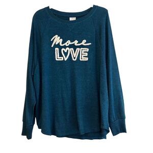 Secret Treasures Girls Large (12-14) Sweatshirt More Love Turquoise